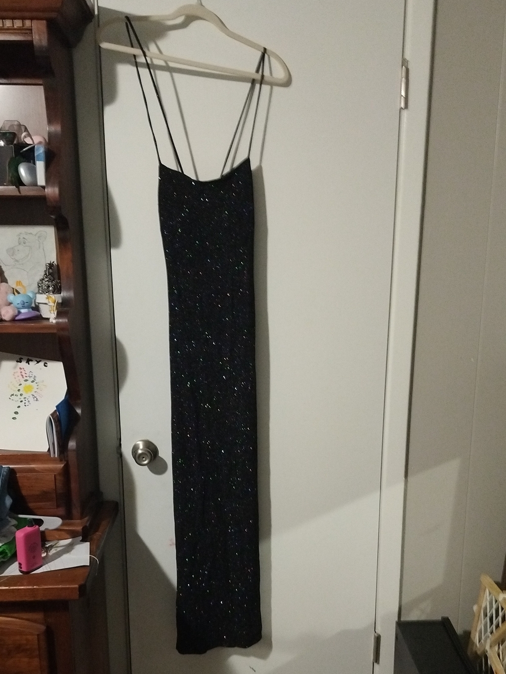 City Triangles Black Glitter Maxi Slip Dress